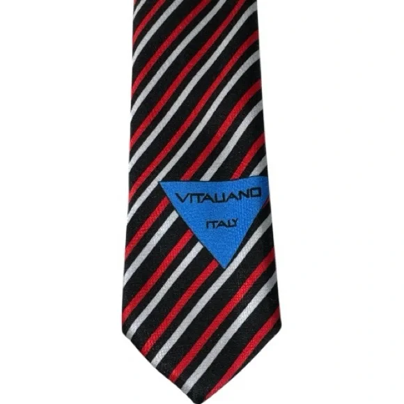 Vitaliano Italian Handmade Silk Tie Geometric Swirls & Lines Vibrant Colors - Picture 10 of 11